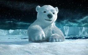 3D animaux, ours polaire HD Fonds d'écran
