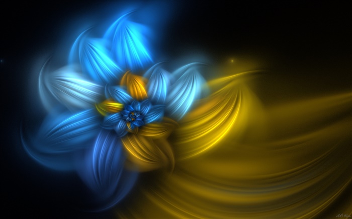 design fleurs abstraites, bleu jaune Fonds d'écran, image