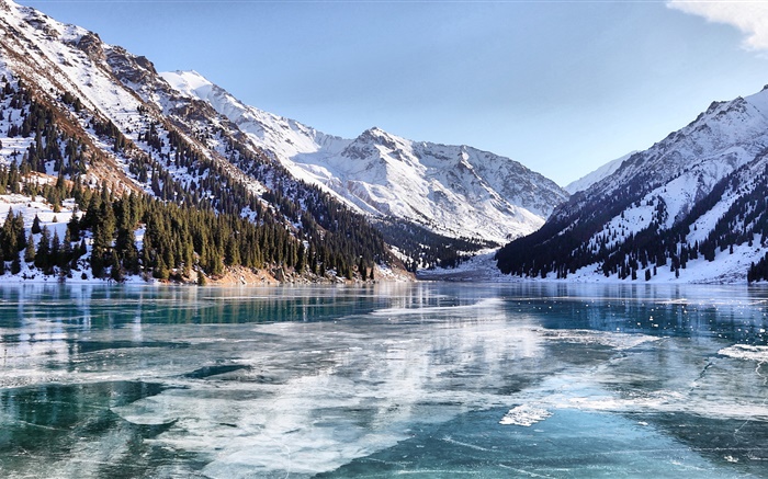 Almaty, Kazakhstan, l'hiver, le lac Fonds d'écran, image