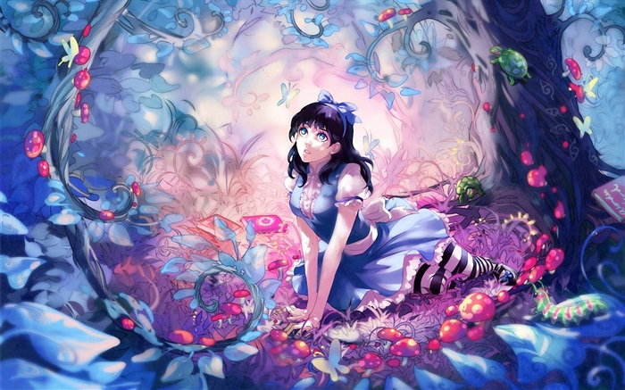 Anime girl dans la forêt de fées Fonds d'écran, image
