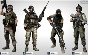 Battlefield 3, quatre soliders HD Fonds d'écran