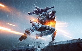 Battlefield 4, soldat dans la pluie HD Fonds d'écran