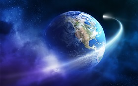 Belle Terre, l'espace, planète, comète HD Fonds d'écran