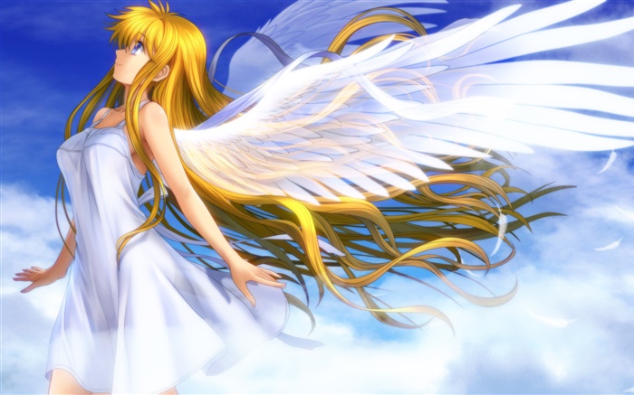 Bel ange, anime fille, ailes Fonds d'écran, image