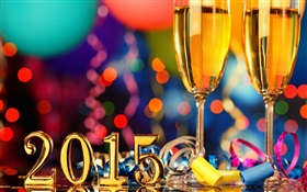 Célébrer la nouvelle année 2015, des verres de champagne HD Fonds d'écran