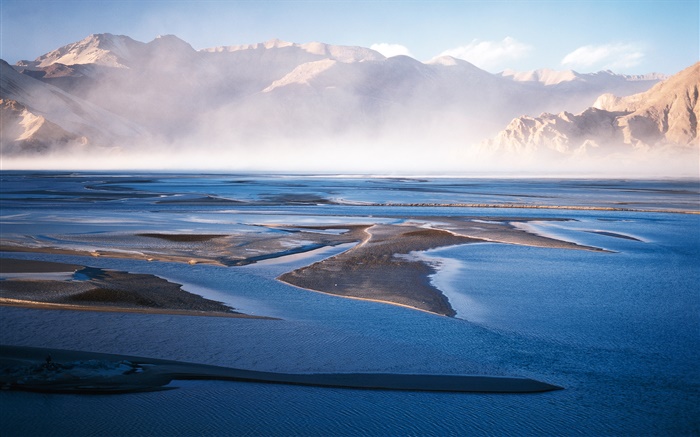 Chinoise paysage, lac, les montagnes, le brouillard Fonds d'écran, image