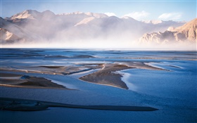 Chinoise paysage, lac, les montagnes, le brouillard HD Fonds d'écran