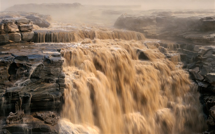 Paysages chinois, le fleuve Jaune, cascades Fonds d'écran, image