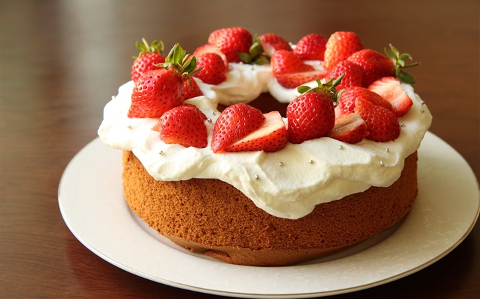 Gâteau au chocolat à la crème de fraise Fonds d'écran, image