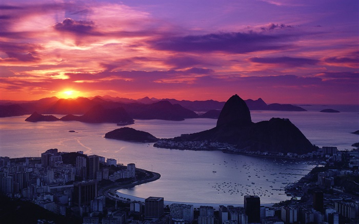 City sunset, côte, Rio, au Brésil Fonds d'écran, image