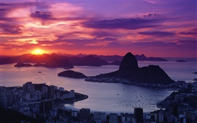 City sunset, côte, Rio, au Brésil HD Fonds d'écran