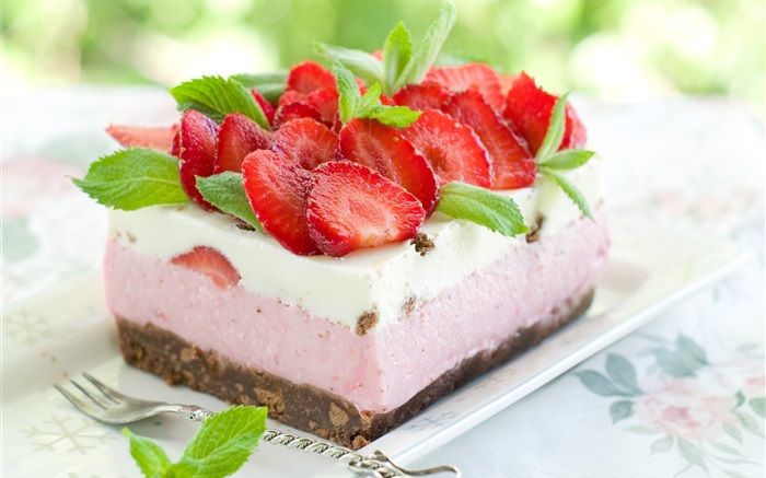 Delicious dessert, gâteau aux fraises Fonds d'écran, image