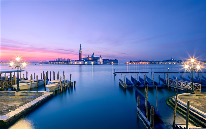 Crépuscule Venise paysages, port de plaisance Fonds d'écran, image