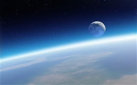 Terre et la Lune, bel espace HD Fonds d'écran