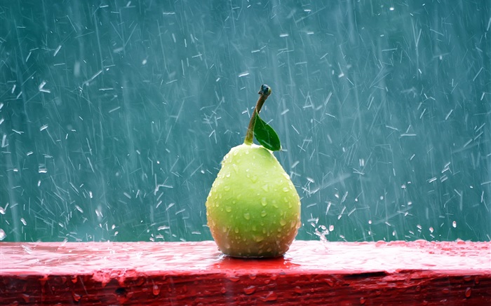 Fruit close-up, poire sous la pluie Fonds d'écran, image