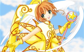 Robe dorée anime girl HD Fonds d'écran