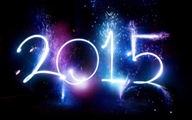 Happy New Year 2015, feux d'artifice, fond noir HD Fonds d'écran