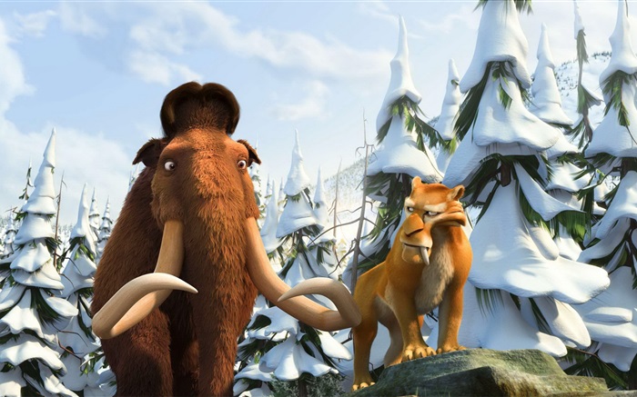 Ice Age 3, mammouths et machairodus Fonds d'écran, image