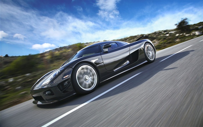 Koenigsegg voiture noire à haute vitesse Fonds d'écran, image