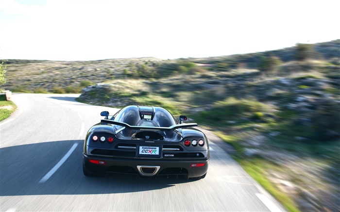 Koenigsegg vue arrière de voiture noire Fonds d'écran, image