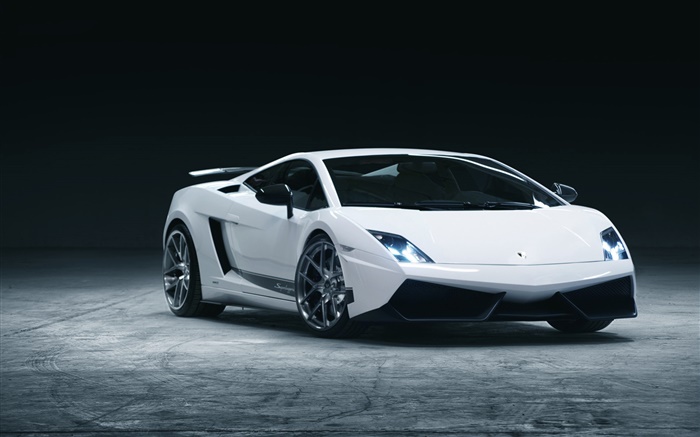 Lamborghini vue supercar de blanc à l'avant Fonds d'écran, image