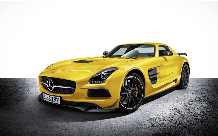 Mercedes-Benz SLS voiture jaune Fonds d'écran, image