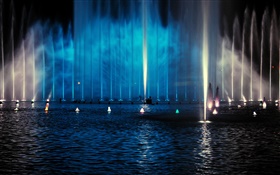 Nuit, fontaines, éclairage HD Fonds d'écran