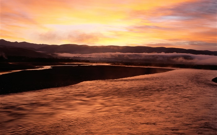 Ciel rouge, rivière, crépuscule, coucher de soleil, de la Chine Fonds d'écran, image