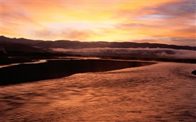 Ciel rouge, rivière, crépuscule, coucher de soleil, de la Chine HD Fonds d'écran