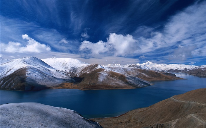 Rivière, montagne, ciel bleu, la Chine Fonds d'écran, image