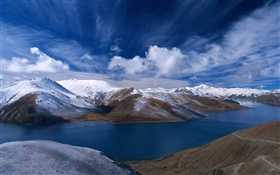 Rivière, montagne, ciel bleu, la Chine HD Fonds d'écran