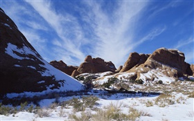 Montagnes couronnées de neige, hiver, paysages américains HD Fonds d'écran