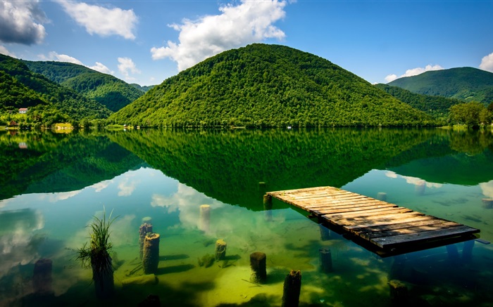 Été, vert, lac, les montagnes Fonds d'écran, image