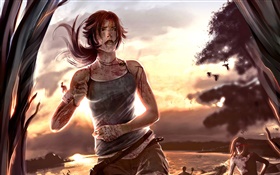 Tomb Raider, Lara Croft, coucher de soleil