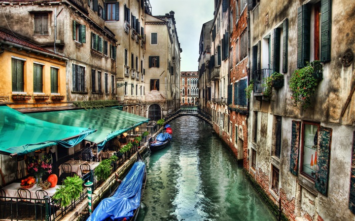 Venise paysages, rivière, maison Fonds d'écran, image