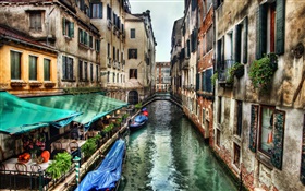 Venise paysages, rivière, maison HD Fonds d'écran
