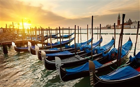 Venice sunset, bateaux, rivière HD Fonds d'écran