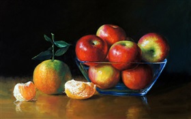 Aquarelle, pommes et des oranges HD Fonds d'écran