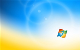 Windows 7 logo, fond orange bleu