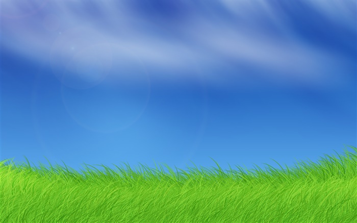 Fenêtres photos, herbe, ciel bleu Fonds d'écran, image
