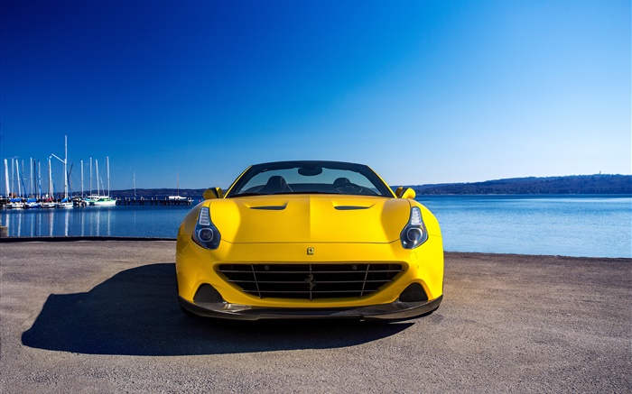 2,015 Ferrari supercar jaune vue de face Fonds d'écran, image