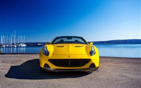 2,015 Ferrari supercar jaune vue de face HD Fonds d'écran