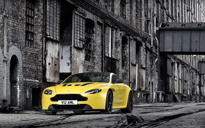 Supercar jaune de Aston Martin V12 Vantage Fonds d'écran, image