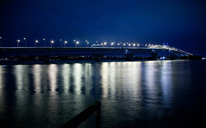Auckland pont du port, nuit, lumières, Nouvelle-Zélande Fonds d'écran, image