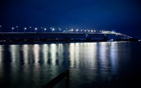Auckland pont du port, nuit, lumières, Nouvelle-Zélande HD Fonds d'écran