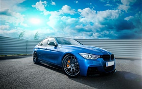 BMW F30 335i voiture bleue vue de face HD Fonds d'écran