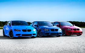 BMW voitures bleues rouges
