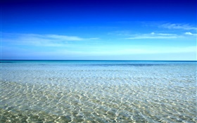 Belle côte, l'eau de mer, ciel bleu HD Fonds d'écran