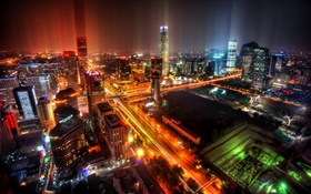 Beijing, Chine, ville, nuit, lumières, gratte-ciel HD Fonds d'écran