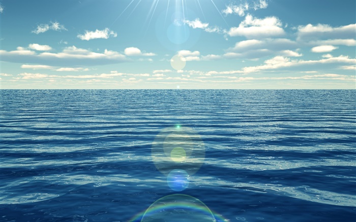 La mer bleue, les rayons du soleil Fonds d'écran, image